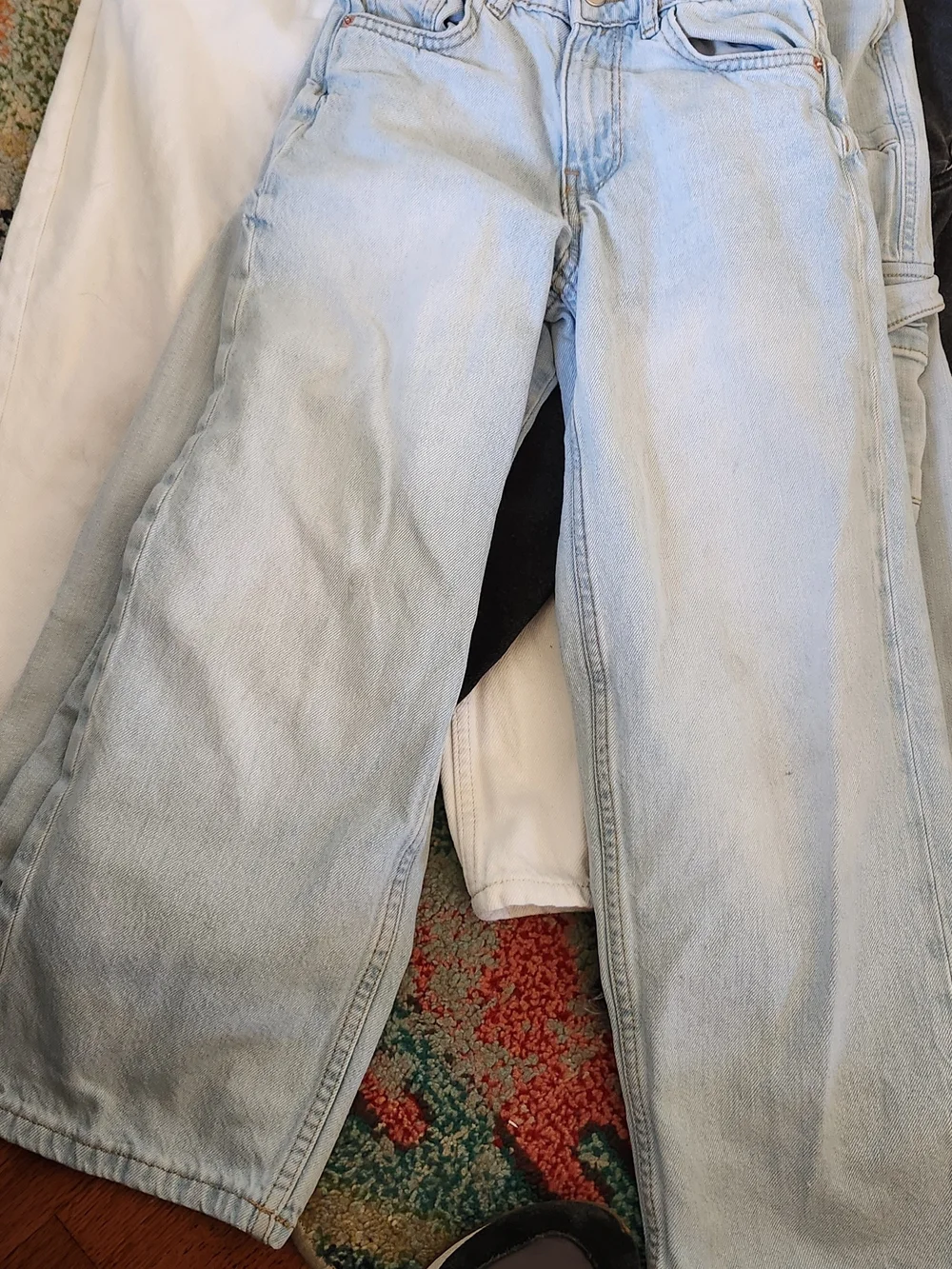 6 PAIRS Of GIRL Zara Blue (3), Black & Grey Kids Denim Jeans